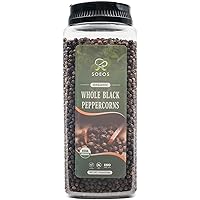 Soeos Organic Black Peppercorns, USDA Organic Whole Black Pepper for Grinder Refil, Black Peppercorn in Bulk, 18oz.
