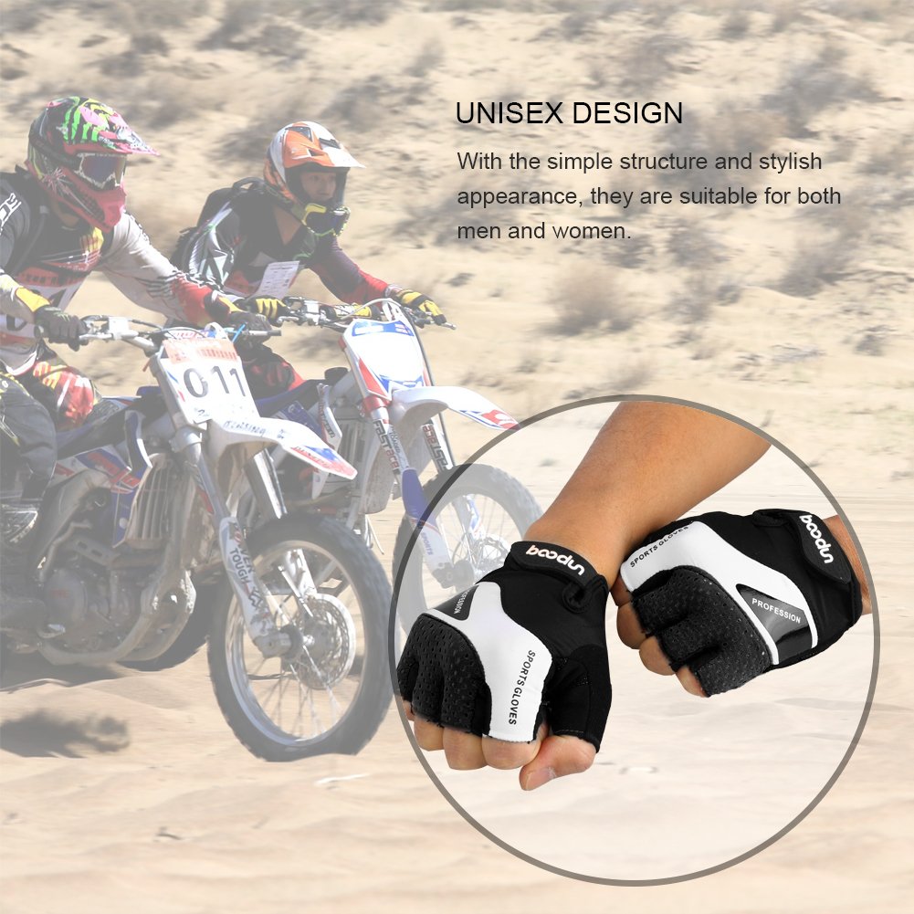 Vbiger Cycling Gloves, Men\'s Half Finger Biking Gloves MTB Gloves with Anti-Shock Gel Pad (B-Black, XL)