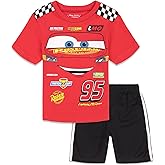 Disney Cars Athletic T-Shirt and Mesh Shorts Outfit Set Infant to Big Kid Sizes (18 Months - 10-12)