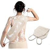 Natural Sisal &amp; Ramie Exfoliating Back Scrubber for Shower with Handle - Deep Cleanse Back Scrubber, Scrub Spa Tool for Glowing Skin &amp; Whole Body Care
