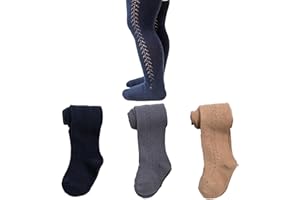 TIBE PINCESS Baby Girls Tights Cable Knit Mesh Leggings Vintage Kids Stockings Cotton Pantyhose for Infants Toddlers 3 Packs