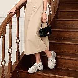 Women Loafers Platform Chunky Heel Slip On Lug Sole