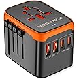 NOSANLA Universal Travel Adapter, International Plug Adapter, All-in-1 Power Outlet Wall Charger with 2 USB-A & 2 USB-C, Worldwide AC Plug Adaptor for US, EU, UK, AUS and Asia