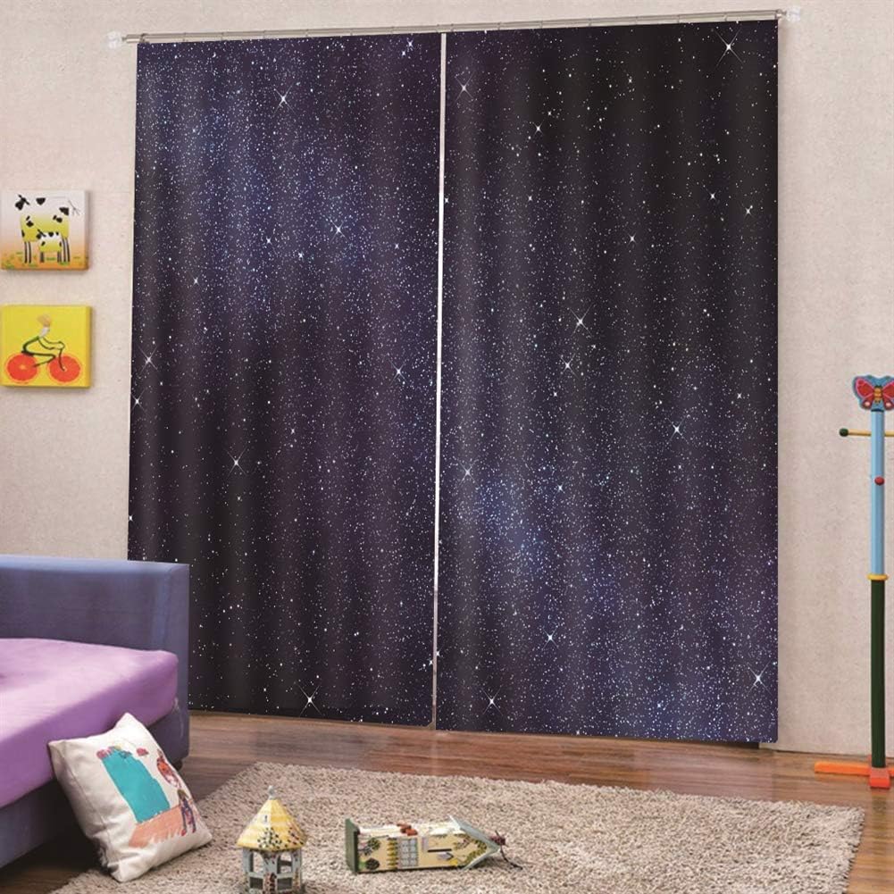 Insun Modern 3D Print Starry Sky Universe Curtains Blackout Thermal Insulated Window Curtains for Living Room 2 Panels 142" x 106"(WxH)