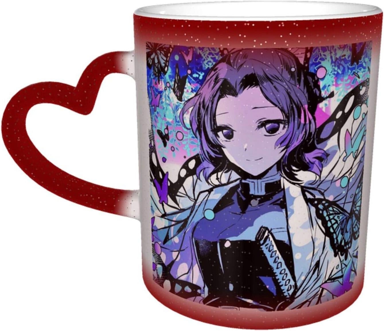 Amazon Co Jp 鬼滅の刃 胡蝶しのぶ マグカップ 変色カップ 熱で色が変わるマグカップ 陶器 アニメ絵柄 食器洗浄機対応 簡潔 感熱 ギフト プレゼント 学生朝食カップ 330ml ホーム キッチン