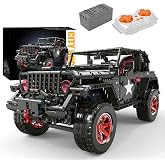 RC Off-Road SUV Wrangler Black Warrior Building Kits, 1/8 Scale Truck Car | with Remote Control Lights, Challenge Building Blocks Vehicle Gift for Technical Enthusiasts Adults &amp; Teens Age 14+ (2272PCS)