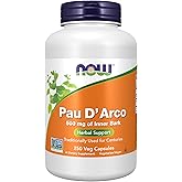 NOW Supplements, Pau D'Arco (Tabebuia heptaphylla) 500 mg, Herbal Support, 250 Veg Capsules