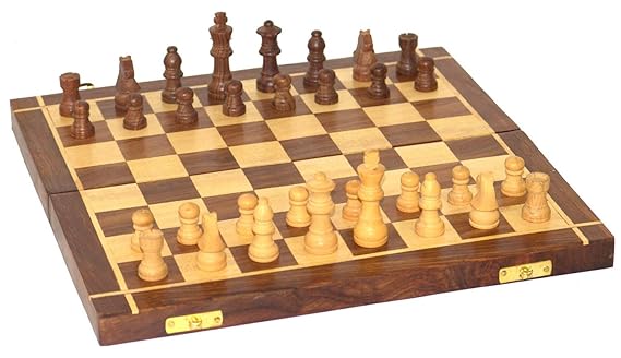Classic Shoppe Wooden Handmade Standard Classic Chess Board Game Foldable(Non-Magnetic)