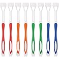 8 Pieces Autism Toothbrush Three Bristle Travel Toothbrush for Complete Teeth and Gum-Care, Great Angle Bristles Clean Each Tooth, Soft/Gentle (Green, Blue, Yellow, Red)