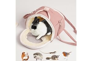 ABLAZEZAI Guinea Pig Carrier, Small Animal Travel Bag, Breathable Snake Outdoor Portable Pouch for Chinchilla Hamster Bird Bunny Hedgehog Sugar Glider Gerbil (Pink)