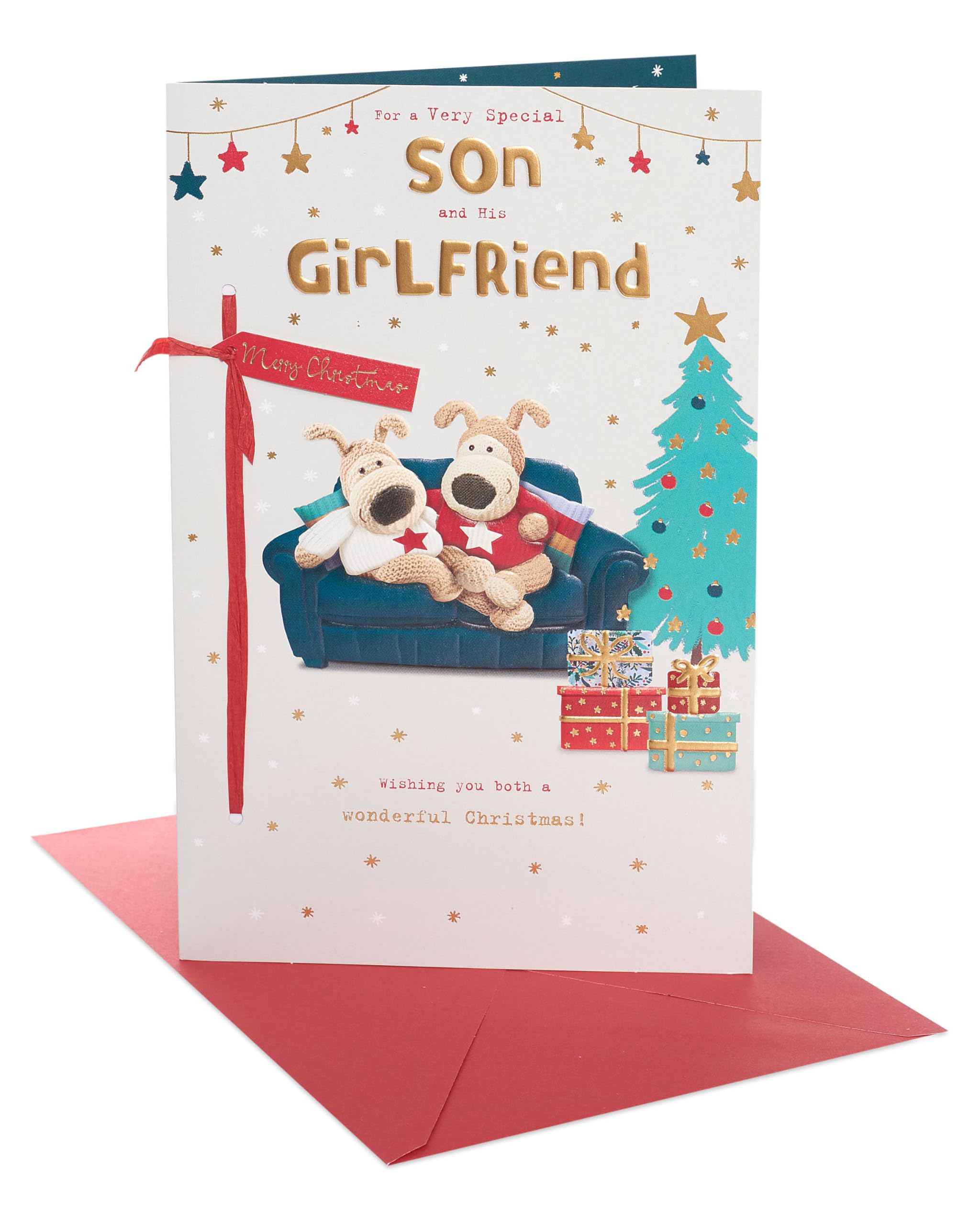 Boofle Embellished Special Son & His Girlfriend Cute Christmas Greeting Card