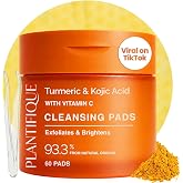 PLANTIFIQUE Kojic Acid & Turmeric Cleansing Pads for Dark Spots, Lab Tested | Exfoliating Toner Pads with Ceramides, Niacinam