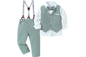 nilikastta Toddler Baby Boy Clothes Suit Gentleman Wedding Outfits Formal Dress Shirt/Bowtie/Vest/Suspender Pants 1-9 Years