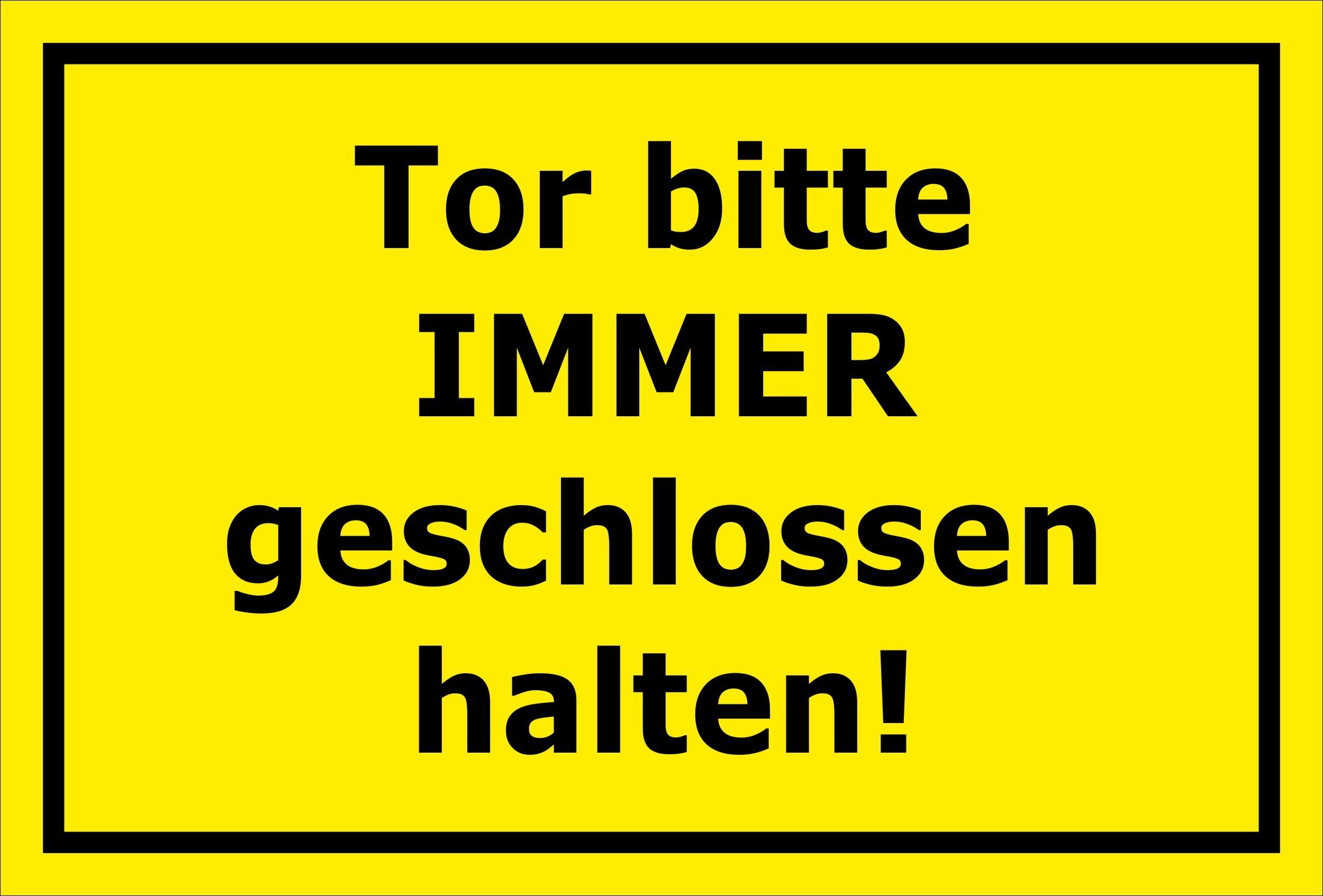 Melis Folienwerkstatt S00142C Sign "Tor Bitte immer schließhalten" - 15 x 20 cm, 30 x 20 cm and 45 x 30 cm - Boreholes Sticker Hard Foam Aluminium Composite