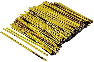 GAADSKCER 400 Pcs Metal Twist Ties 4 Inches Twist Straps for Bread Bags Candy Bags Snack Bags Halloween Party Cake Favor (Gold)