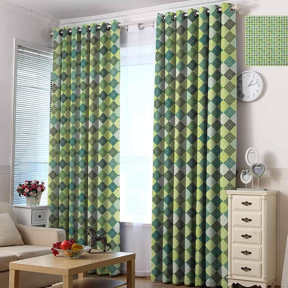 Hengshu - Cortinas opacas con diseño de rombos tradicionales en tonos