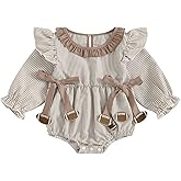 Xnqiwq Newborn Baby Girl Football Outfit Football Onesie Bubble Romper Smocked Striped Bodysuit Infant Fall Clothes