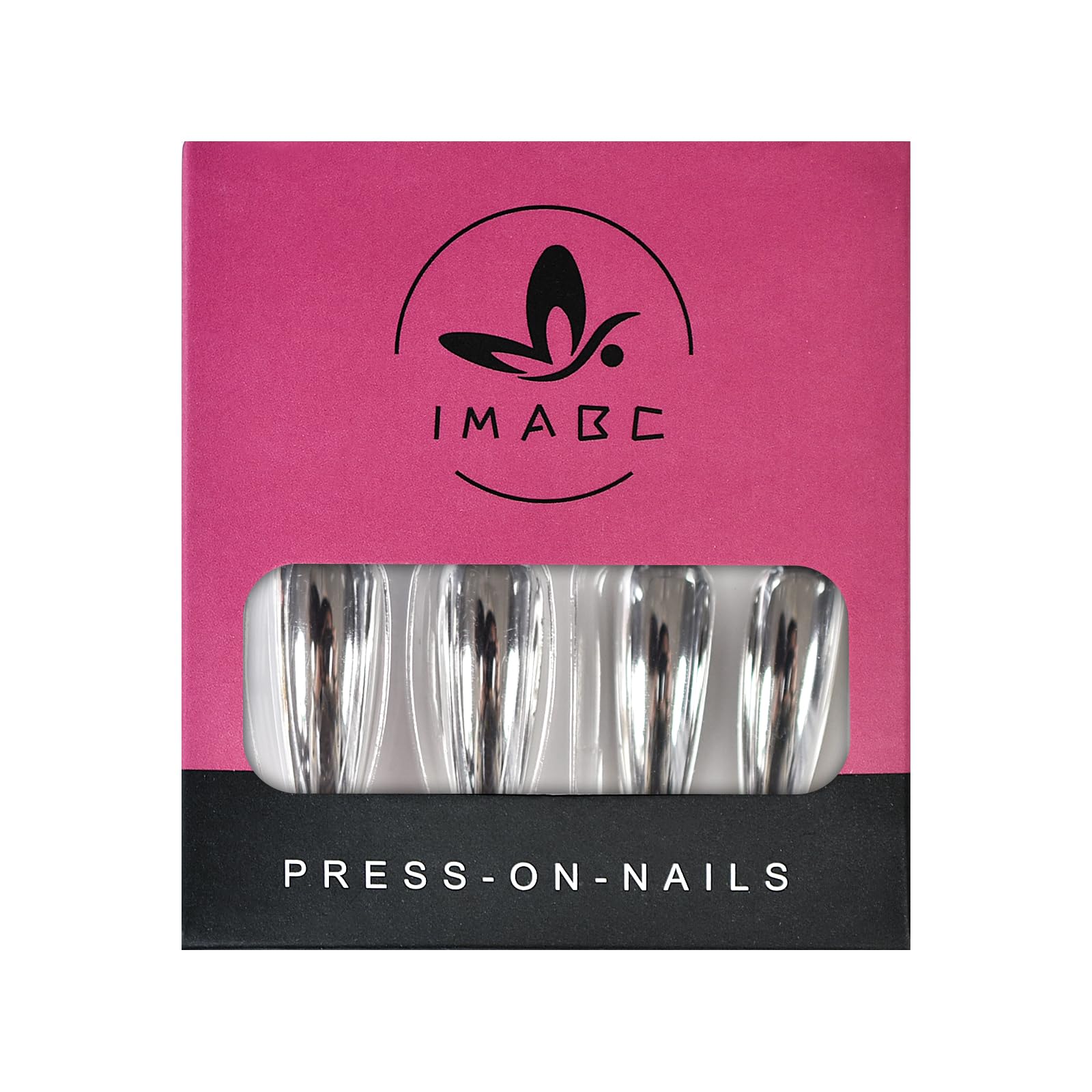 iMABC Silver Punk Metallic Press On False Nails Long Coffin Ballerina Chrome Mirror Fake Nails Full Cover Acrylic Nail Tips with Glue Tape For Women And Girls - Image 4