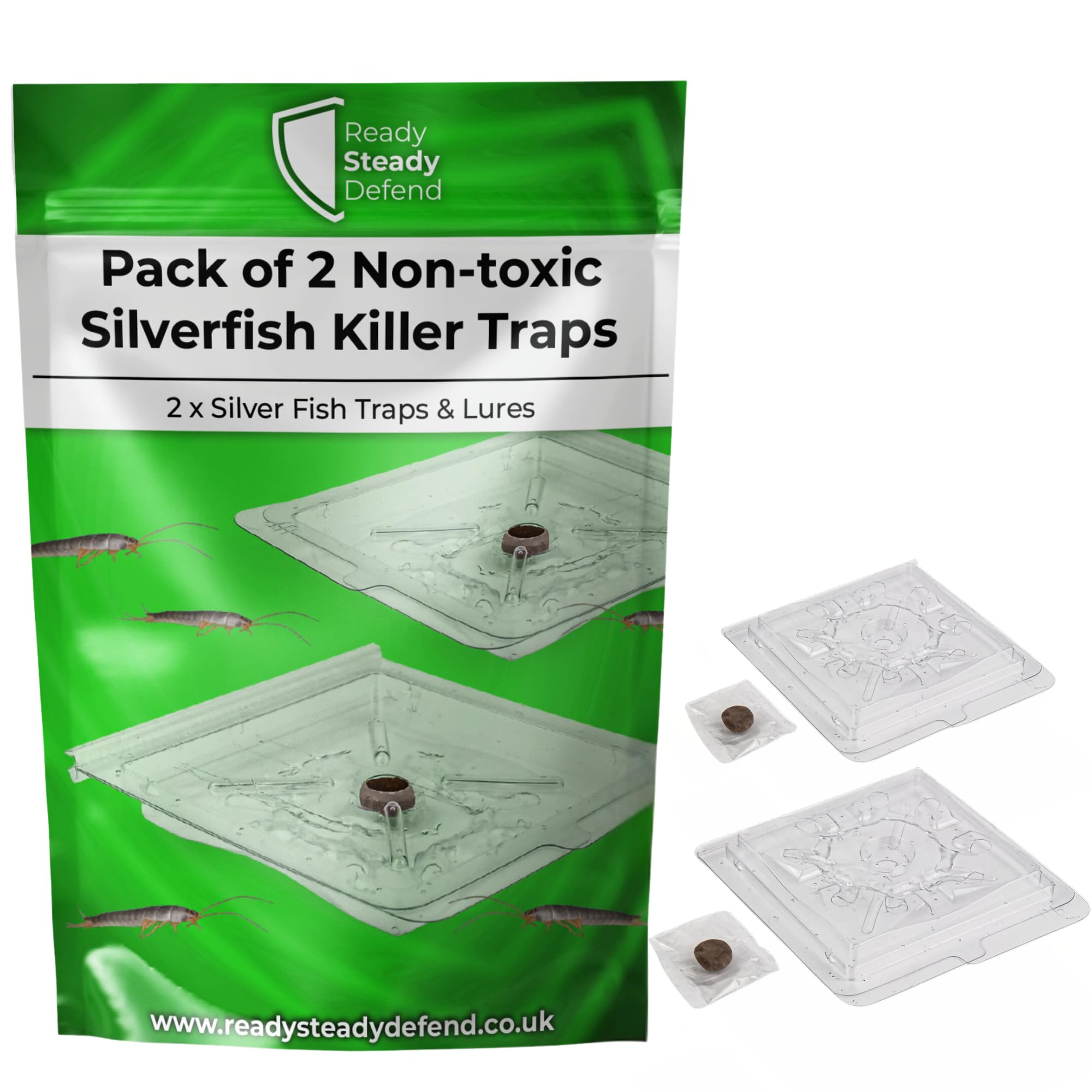 Silverfish Traps - Pack of 2 | Silverfish Killer Bug Catcher | Highly Effective Silverfish Trap Solution for Safe, Mess-Free Removal | Insect Catcher and Silver fish Repellent for Home