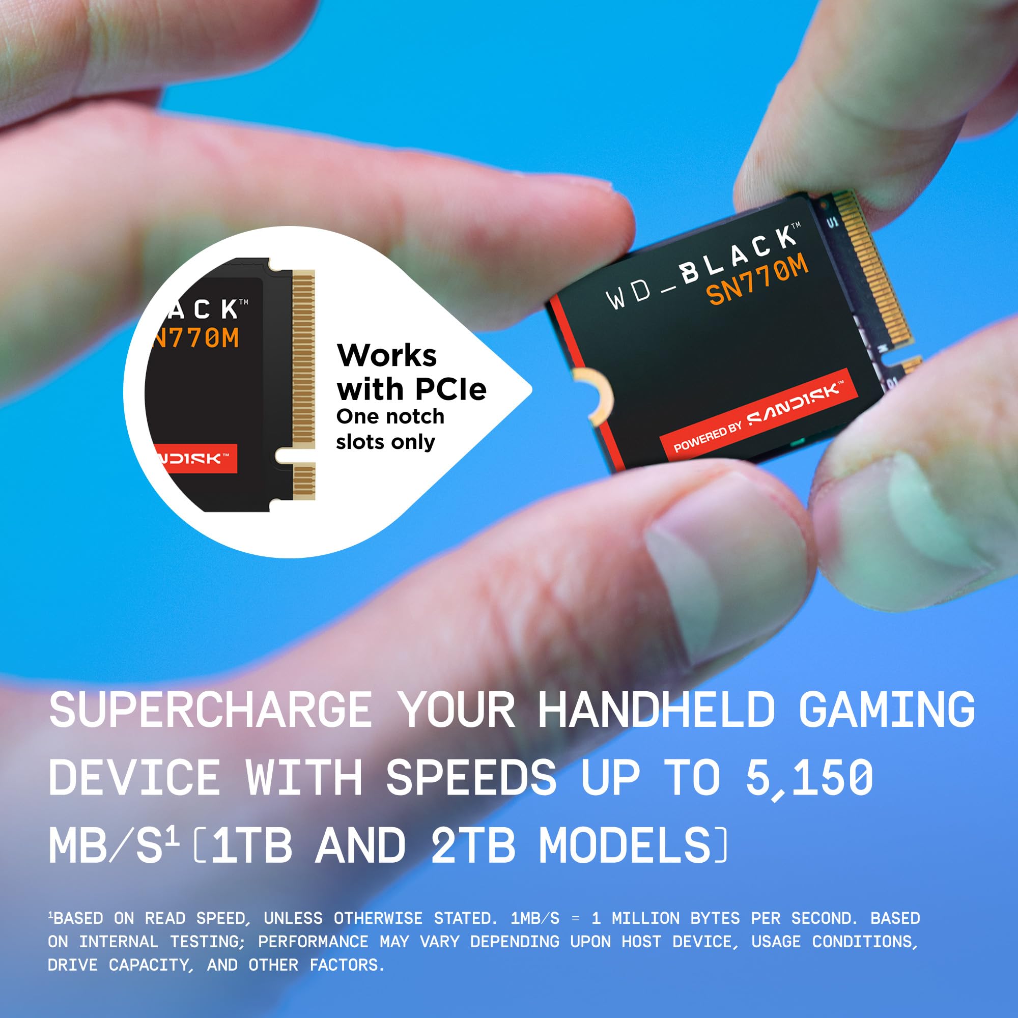 WD_BLACK SN770M 2TB M.2 2230 NVMeSSD - PCIe Gen 4.0, Speeds up to 5,150 MB/s, for Handheld Gaming Devices and Compatible laptops, Great for Asus ROG Ally, Steam Deck - WDBDNH0020BBK-WRSN