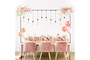 YASAJI Over The Table Rod Stand with Clamps,Upgraded Clamps strength-Adjustable 27"-42" Tall 43"-98" Length Metal Table Arch Hanging Rod Stand for Wedding Birthday Party Halloween Christmas Decoration