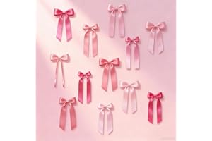 24PCS Pink Bow Garland for Wall Decor & Party Backdrop-Ribbon Bows Garlands,Pink Bows Room Decor for Women Girls Birthday,Bab