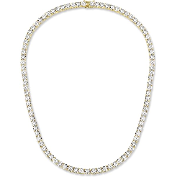 TIKJE Tennis Necklace 925 Sterling Silver| 2mm Round Cubic