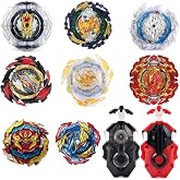 MUSTYBELT Battling Top Burst Gyro Toy Set Toy Gift for Children Boys Ages 6 8 10 12+ Combat Battling Game 12 Burst Spinning Tops 2 Two Way Launchers Grip Starter (BOZE-B8)