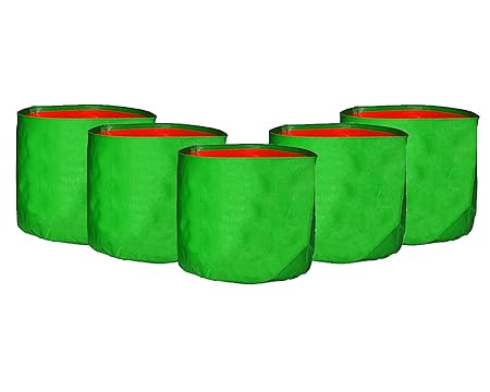 S&S Agencies 12x12 Inch (05 Pieces) UV-Stabilized HDPE Plastic Grow Bags for Terrace Gardening|Outdoor Gardening|Kitchen Garden|Home Gardening|Leafy Vegetable Bags|Lawn|Flower pots and planters