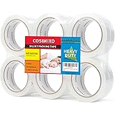 COSIMIXO 6-Pack No Noise Silent Packing Tape 2.4mil x 1.88" x 55 Yards,Industrial Heavy Duty Noiseless Packaging Tape for Quiet Packing Shipping Moving and Storage