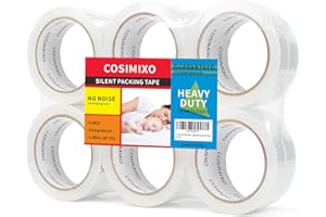 COSIMIXO 6-Pack No Noise Silent Packing Tape 2.4mil x 1.88" x 55 Yards,Industrial Heavy Duty Noiseless Packaging Tape for Quiet Packing Shipping Moving and Storage