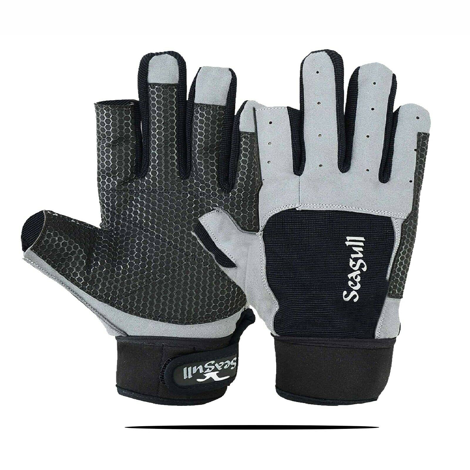Azure Sticky Palm Sailing Gloves Strong Amara Enforced Palm Breathable Full Finger Boating Gloves | Skiing | Sailing | Boating | Fishing | Canoeing | Kayaking | Riding | Indoor-Outdoor Large
