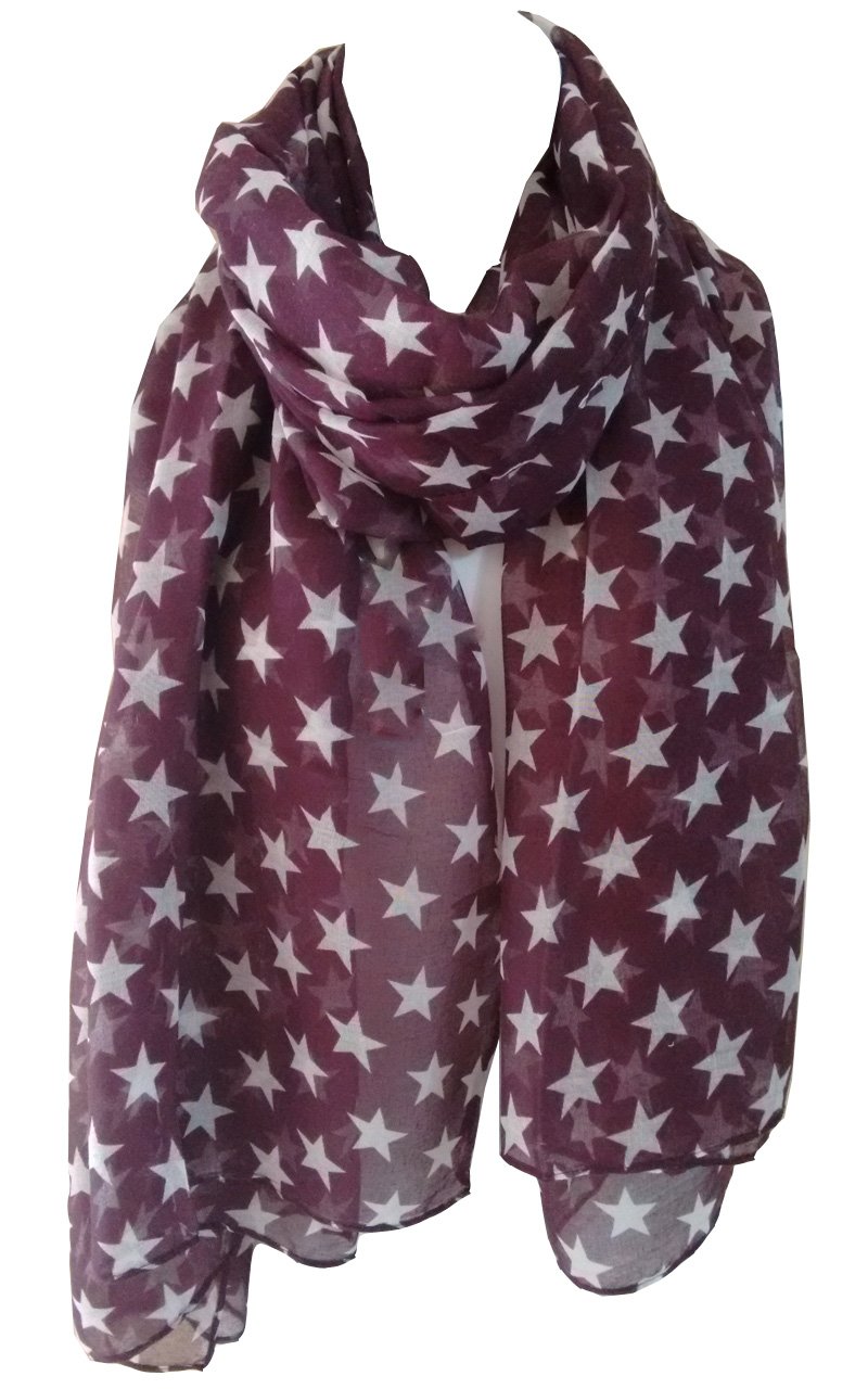 GlamLondon Star Print Scarf Large Size Fashionable Printed Stars Women Wrap (Purple - SM-7029)