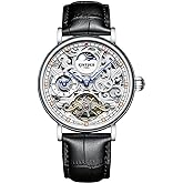 IK COLOURING Mens Mechanical Watches, Luxury Automatic Skeleton Tourbillon Watch Waterproof Crystal Self-Winding Wrist Watch for Men