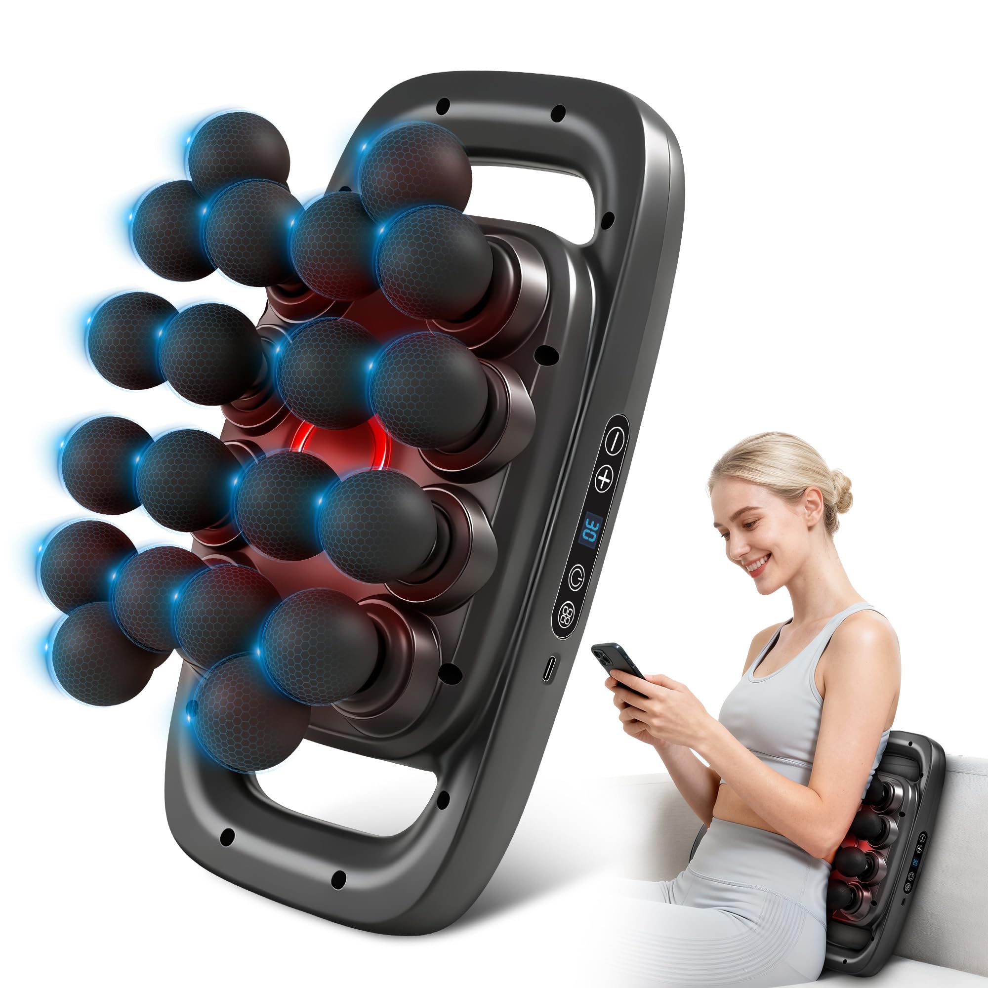Photo 1 of (MISSING POWER CORD) Kocuno 20-Head Massage Gun Set, Deep Tissue Massager with 3 Modes & 30 Levels, Muscle Massager Pain Relief, Percussion Massage Gun for Back/Shoulders/Legs/Waists (Black, 20-Head)