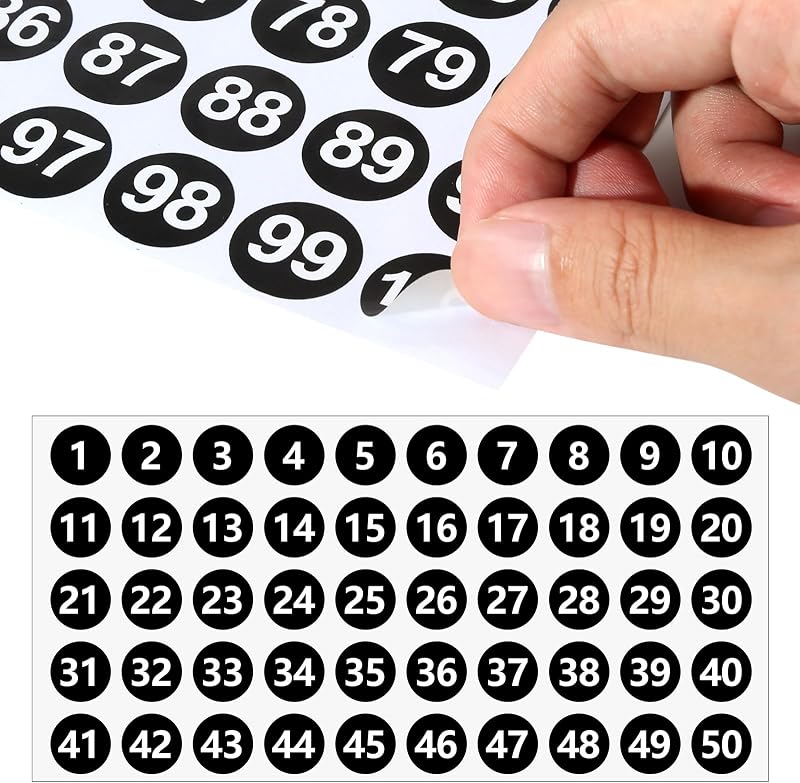 FUYIHGL 200Pcs 1" Round Number Stickers Labels 1-50 for Jars Organization