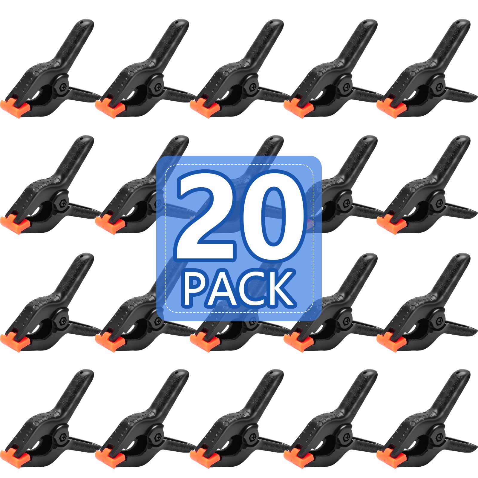 Photo 1 of **FACTORY SEALED** 20 Pack 4.5 inch Plastic Spring Clamps, Black Heavy Duty Clips, Backdrop Clips, Woodworking Clamps, Plastic Clamps for Crafts, Backdrop Stand, Woodworking, Photography