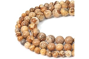 HAAMIIQII 45pcs 8mm Natural Picture Jasper Beads Round Loose Gemstone Beads for Jewelry Making DIY Bracelet Necklace