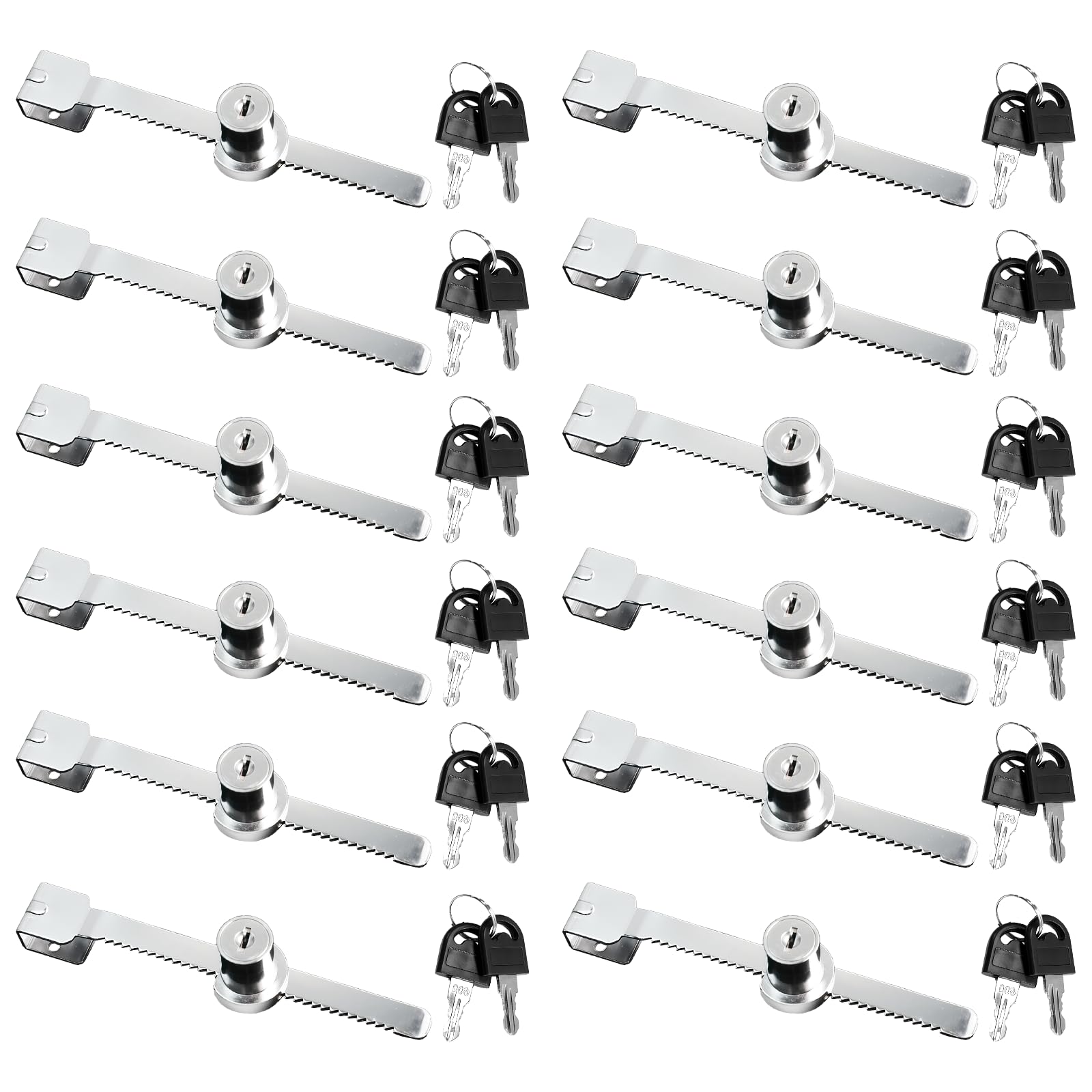 Photo 1 of 12 Pcs Sliding Glass Door Ratchet Lock Display Case Lock with Chrome Finish, Security, Keyed Alike Showcase Display, Showcase Locks for Sliding Glass Door, Case Locks with Keys