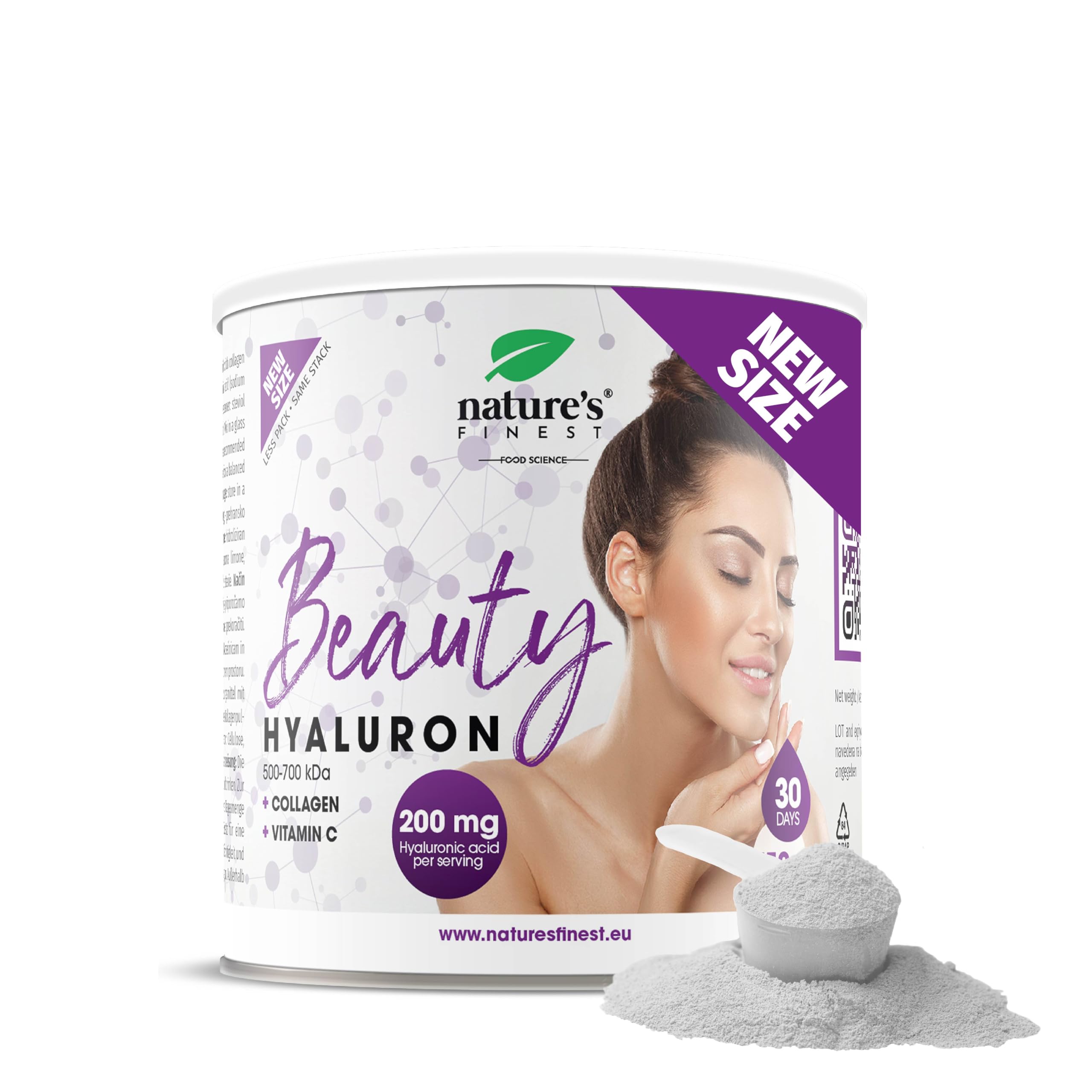 Nature's Finest by Nutrisslim Beauty Hyaluron – Hyaluronic Acid Powder, Collagen & Vitamin C – Skin Hydration & Anti-Ageing Support for Hair, Skin & Nails (150g, 30-Day Supply)