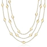 Barzel 18K Gold Plated Cascading Layer Leaf Necklace, 16-20 Inches with 2 Inches Extension - Made In Brazil