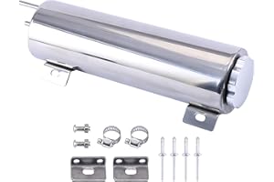 GESEXI 3" X 10" Radiator Coolant Overflow Tank Universal Polished Stainless Steel 32 OZ Radiator Coolant Over Flow Puke Tank, Silver