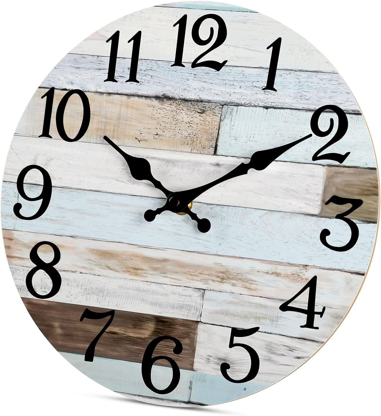 Wall Clock - 10 Inch Silent Non-Ticking Wooden Wall Clocks Battery Operated - Country Retro Rustic Style Decorative for Living Room Kitchen Home Bathroom Bedroom: Kitchen & Dining