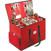 Premium 2-in-1 Large Christmas Ornament Storage Box & Xmas Figurine Container, Nutcracker Storage with Adjustable Dividers,5 Separate Trays Keep 73 Holiday Ornaments, 600D Tear-Proof Oxford, Foldable