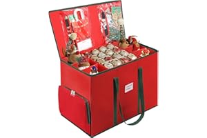 Premium 2-in-1 Large Christmas Ornament Storage Box & Xmas Figurine Container, Nutcracker Storage with Adjustable Dividers,5 