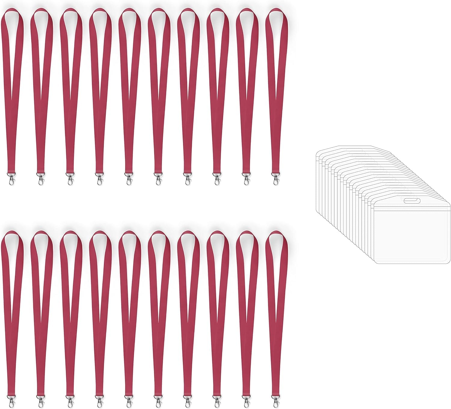 Lanyard with Clear Card Holder, Assorted Colours, Id Card Holder (20x Red)