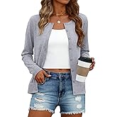 Women's Lightweight Cardigan Sweaters Long Sleeve Button Down Open Front Short Cardigan Spring Summer