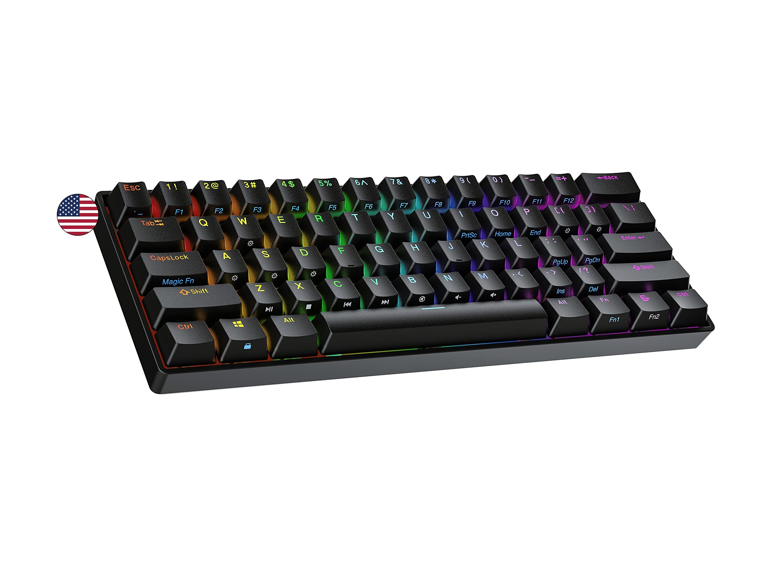 Ranked N60 Nova 60% Form Factor | Hot Swappable Mechanical Gaming Keyboard | 61 Keys Multi Color RGB LED Backlit for PC/Mac Gamer (Black, Gateron Pro Red)