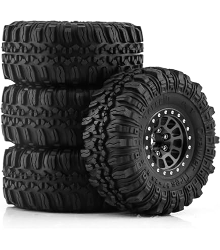 Set Ruote INJORA 1.0 Per SCX24, Pneumatici Fango 60x20 Mm, Cerchi Beadlock In Metallo, Nero E Rame