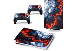 DOMILINA Full Body Vinyl Skin Decal Cover for PS5 Disk Edition Console & Controllers - Magma